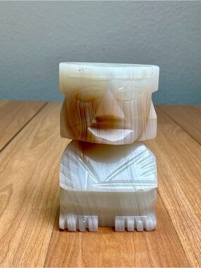 Carved White Onyx Tribal Figure Sculpture